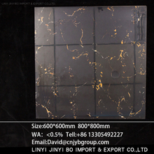 Black marble glazed polished tiles living room design floor tiles