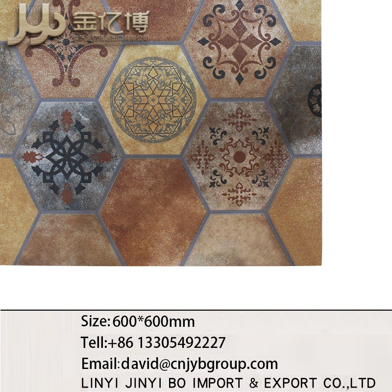 brown hexagonal like archaize porcelain ceramic floor tile