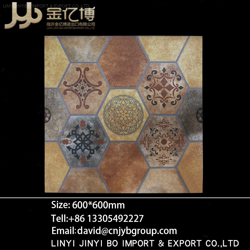 brown hexagonal like archaize porcelain ceramic floor tile